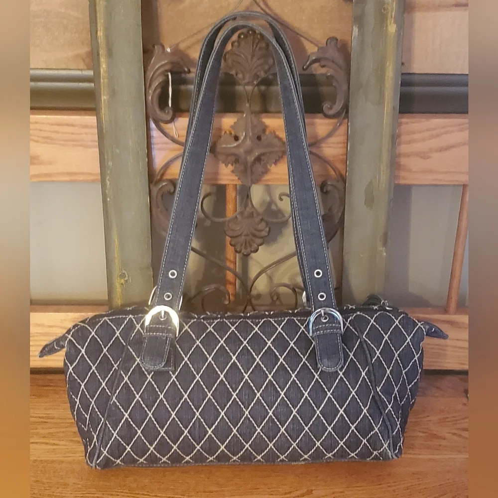 Vera Bradley Blue Denim Quilted Stitched Shoulder Bag